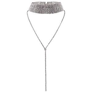 sexy silver rhinestone choker necklace